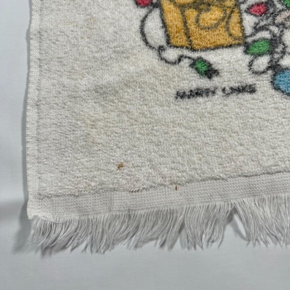 Vintage Marty Links Christmas Towel 15 x 24 Girl w/ Dog and Christmas Lights - Picture 3 of 8
